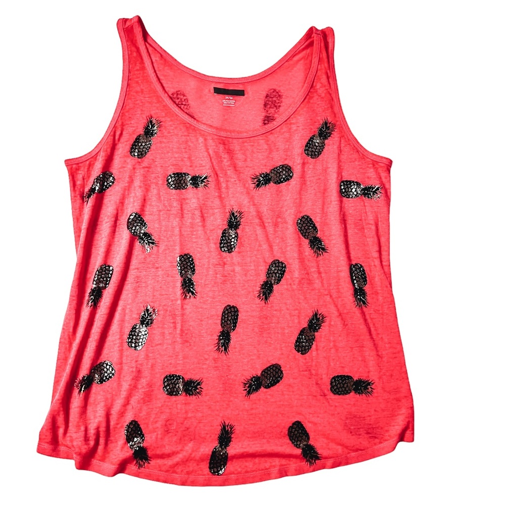 Lane Bryant Size 14/16 Coral Pineapple Tank Top